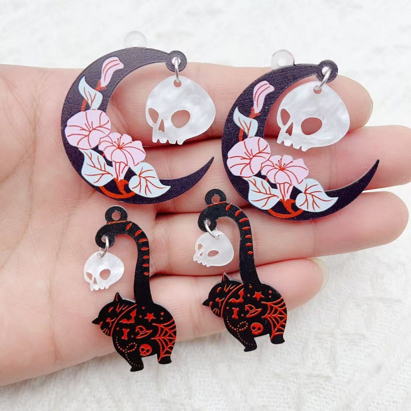 Jewelry Making - 10pcs Halloween Acrylic Ghost Black Cat