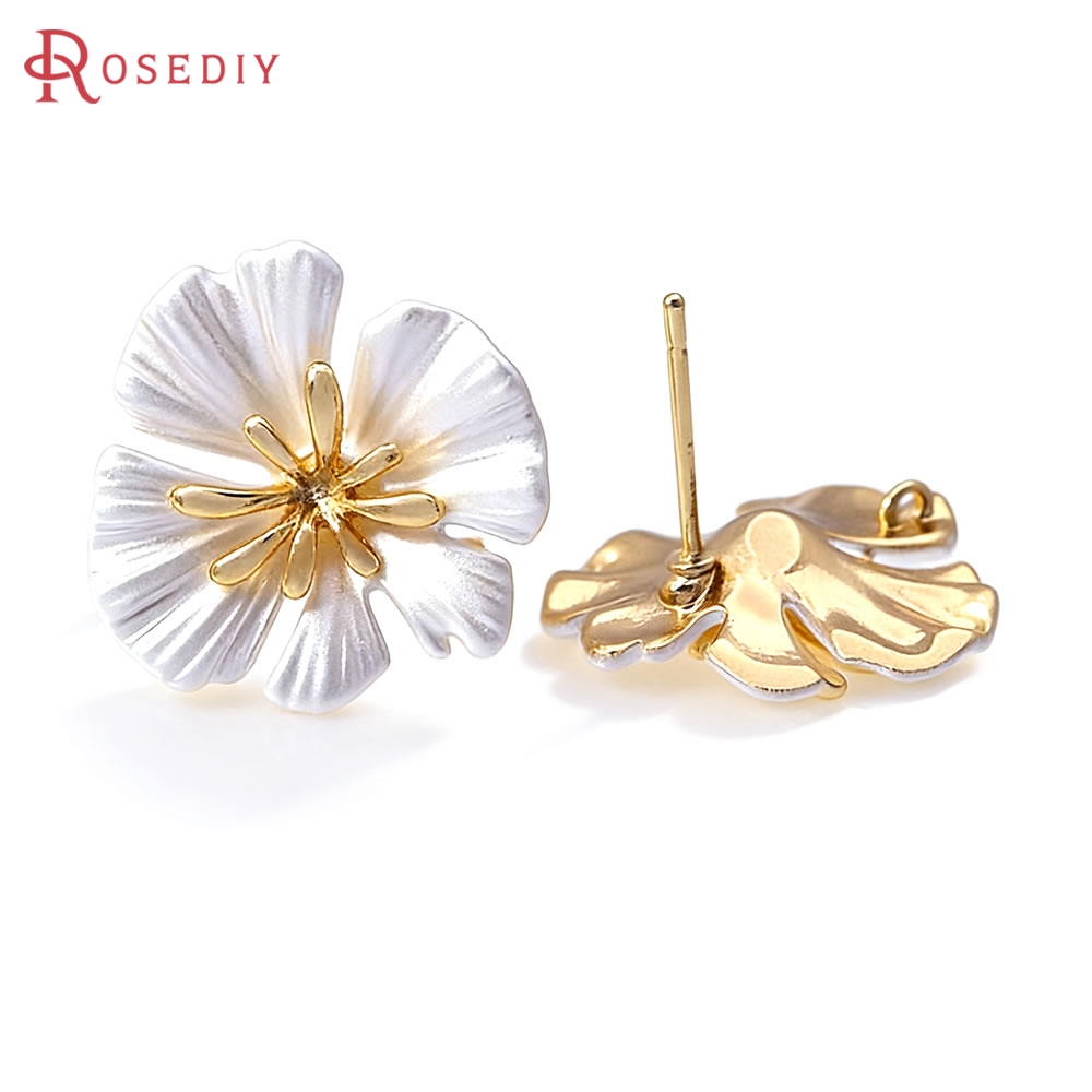 Jewelry Making Metals - 18K Gold Color Brass Flower Stud