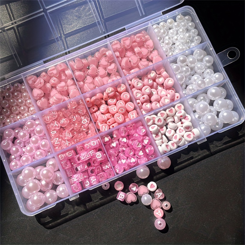 Jewelry Making Kits - 10-Piece Pink Alphabet Box, Acrylic Beads,