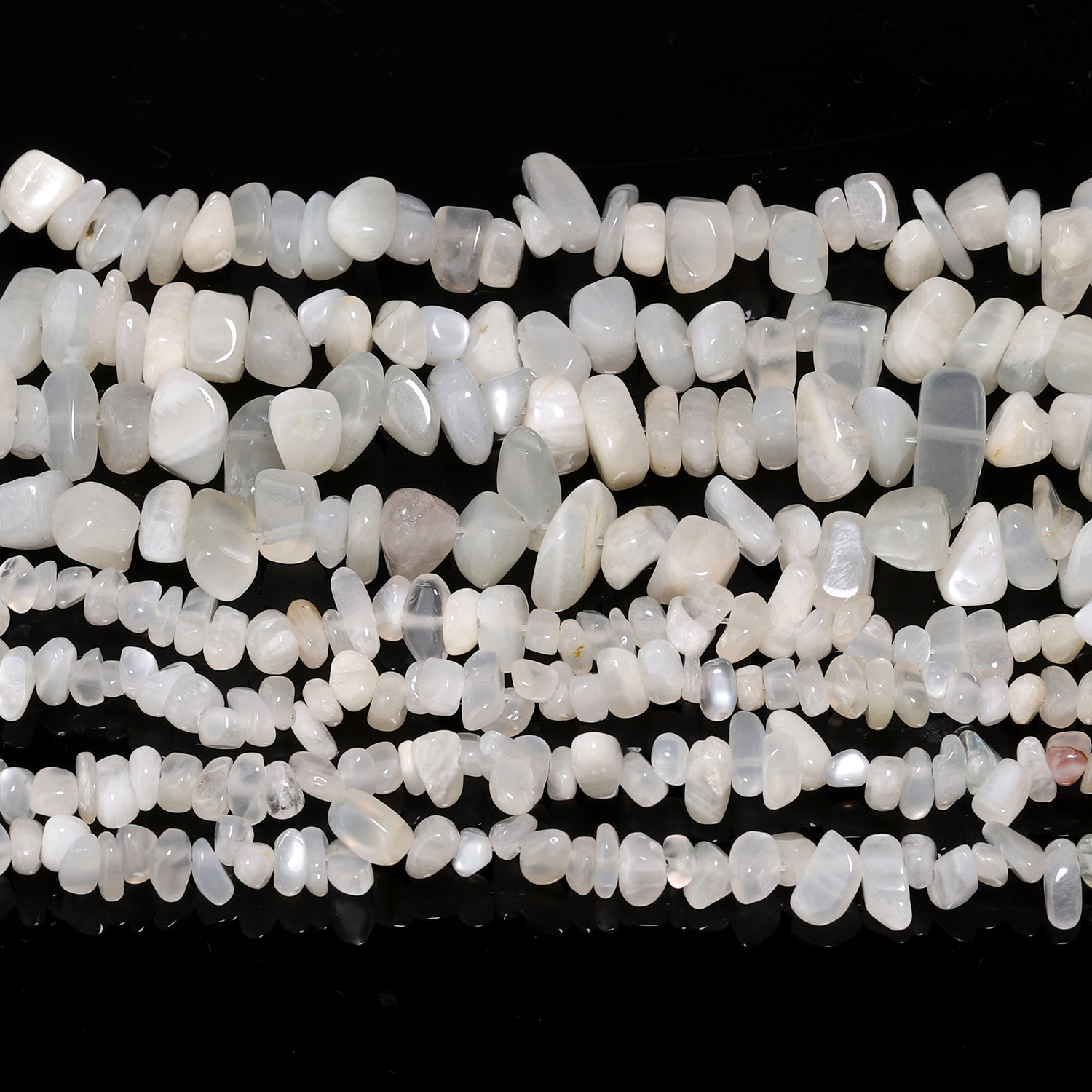 Seed Bead Tube - 3-5mm 5-8mm Irregular Natural White Moonstone
