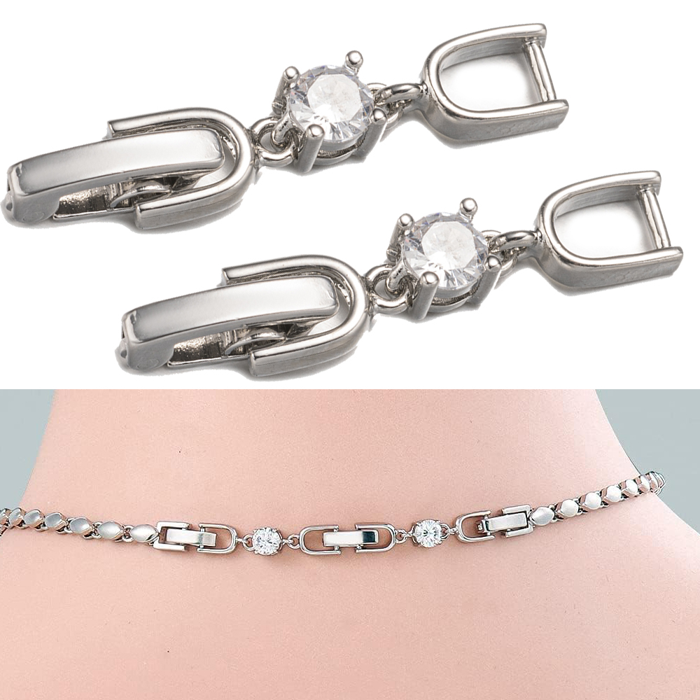 Jewelry Making Kits - 5pcs White Gold Plated Crystal Rhinestone