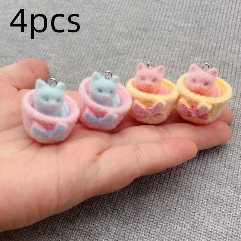 4pcs 3D plush resin cat pendan - Jewelry Making Resin recension och pris