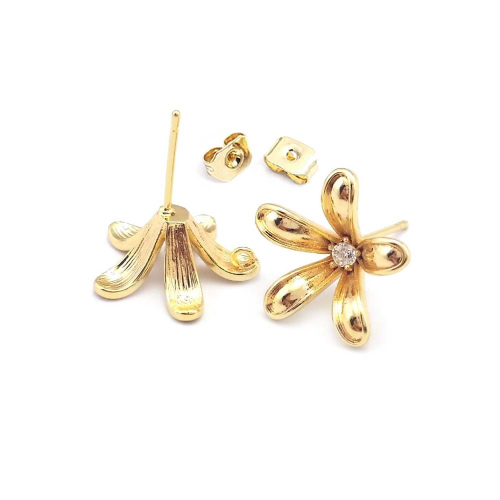 18K Gold Color Brass Flower St - Jewelry Making Metals recension och pris