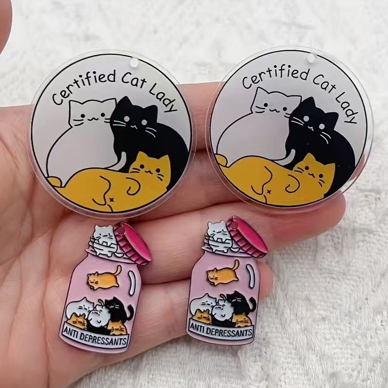 10pcs acrylic cute cat pendant - Jewelry Making recension och pris
