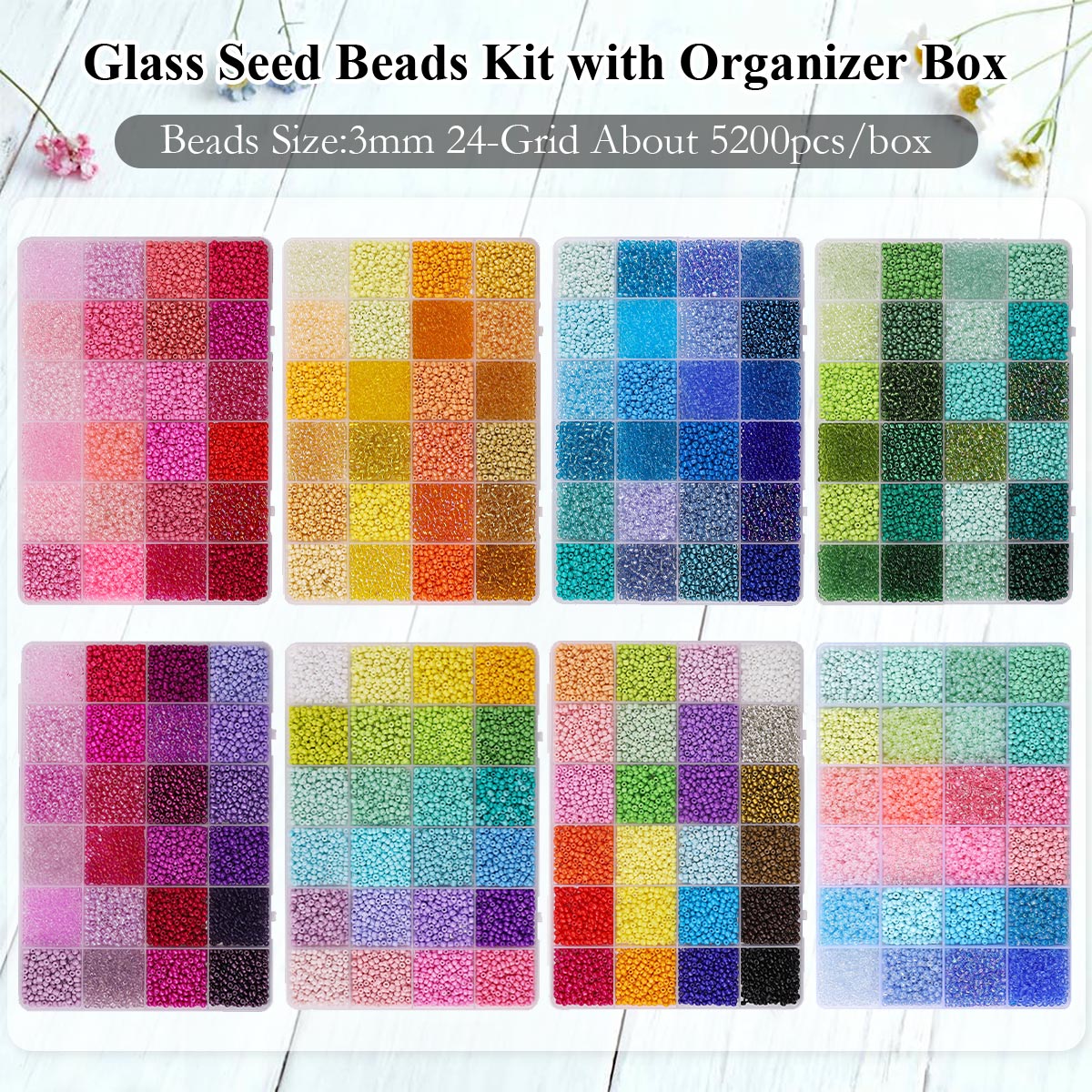 5200pcs 3mm Glass Seed Beads K - Jewelry Making Degree recension och pris