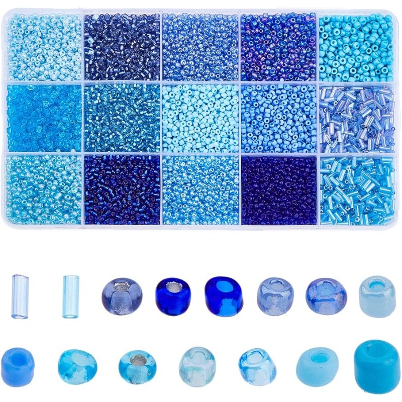 15000Pcs 15 Styles Blue Seed B - Seed Bead Tube recension och pris