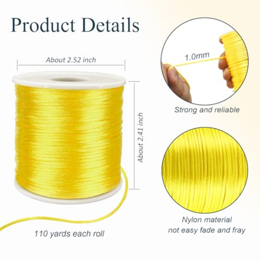 Nylon Satin Cord 1mm Rattail - - Knotting Cord Silk recension och pris