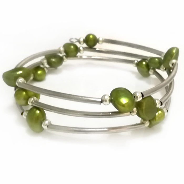 Wholesale 20 inches 8-9mm Oliv - Memory Wire Bracelet recension och pris