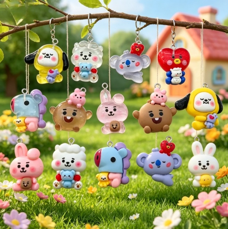 7pcs BT21 Resin Cartoon Charm  - Jewelry Making Resin recension och pris