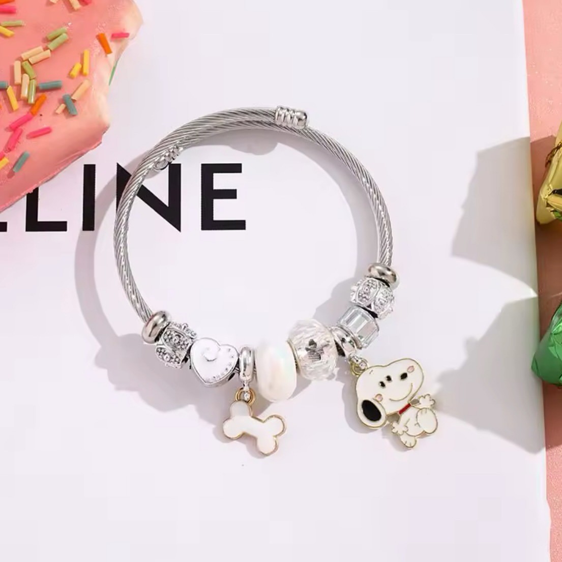 Cute Cartoon Snoopy Bone Heart - Jewelry Making Metals recension och pris