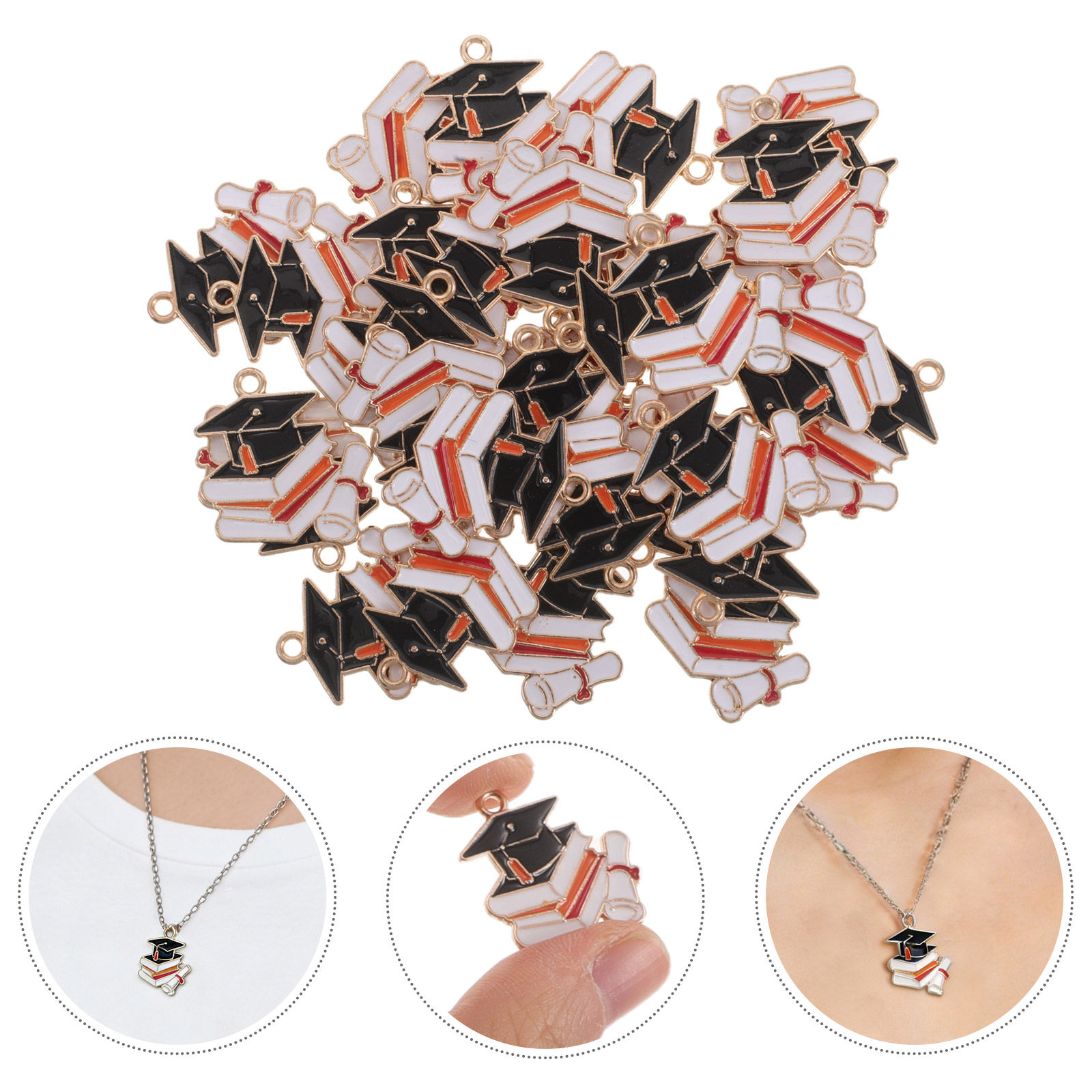 50Pcs Graduation Cap Pendants  - Jewelry Making Diploma recension och pris