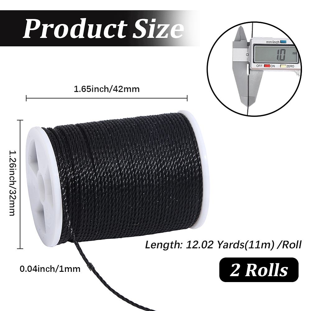 2 Rolls 24 Yards 1MM Black Rou - Jewelry Making Wax recension och pris